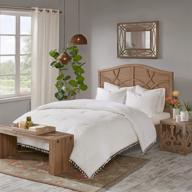 madison park cozy cotton comforter set - lillian, fringe tassel ivory - modern design all season bedding, king/california king (104 in x 92 in), with matching shams logo