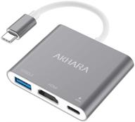 🔌 адаптер usb c к hdmi, хаб с портом usb 3.0 и портом usb c для зарядки – мультипорт адаптер для macbook pro, macbook air и ipad pro с поддержкой 4k hdmi логотип