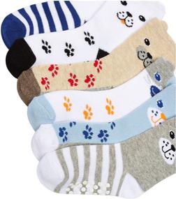 img 2 attached to Non-Slip Puppy Dog Socks for Boys - Toddler 6 Pair Pack by Jefferies Socks