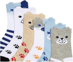 img 3 attached to Non-Slip Puppy Dog Socks for Boys - Toddler 6 Pair Pack by Jefferies Socks