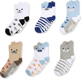 img 4 attached to Non-Slip Puppy Dog Socks for Boys - Toddler 6 Pair Pack by Jefferies Socks