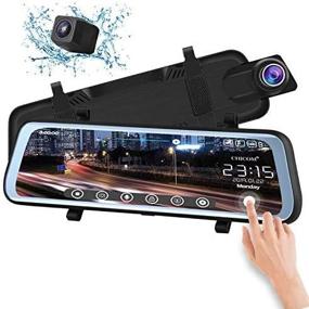 img 1 attached to 📸 CHICOM V21 9.66 inch Mirror Dash Cam: Full-Screen Touch, 1080P Front & Rear Cameras for Full HD Footage, Time-Lapse Photography