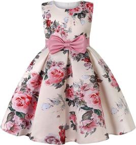 img 4 attached to 👗 CMMCHAAH Girls Pageant Party Dresses: Floral Print Formal Dress for Ages 2-9Y