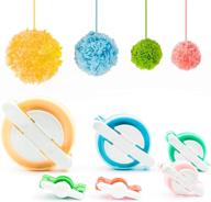 pom-pom maker set - 6pcs assorted sizes, fluff ball weaver needle craft diy knitting tools for kids and adults, wool crafting kit logo