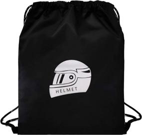 img 4 attached to 🎒 Waterproof Oxford Cloth Kunzite Black Motorcycle Helmet Bag for Large Helmets, Welding Masks, and Riding Gear - Carrying Backpack for Bicycle Sports Universal Tool with Drawstring