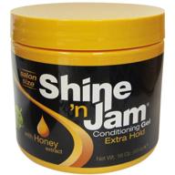 16 ounce shine n jam conditioning extra hold with honey for enhanced styling and lasting effectiveness logo