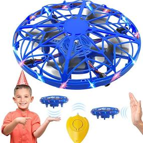 img 4 attached to 🚀 Fun and Exciting Hand Operated Mini Drone for Kids - Perfect Christmas and Birthday Gifts for Boys/Girls Age 6-10! LED UFO Design with 360° Rotation, Infrared Sensor and USB Rechargeable Features, One Key Take Off/Landing Included