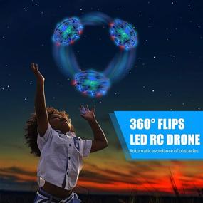 img 1 attached to 🚀 Fun and Exciting Hand Operated Mini Drone for Kids - Perfect Christmas and Birthday Gifts for Boys/Girls Age 6-10! LED UFO Design with 360° Rotation, Infrared Sensor and USB Rechargeable Features, One Key Take Off/Landing Included