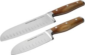 img 4 attached to 🔪 Универсальный набор ножей Santoku с ручками из акации от Рэйчел Рэй Кучина: 2-х предметный набор из японской нержавеющей стали для точной резки и элегантных ручек из акации.