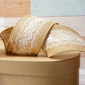 img 3 attached to Burlap Lace Ribbon for Home Decor, Gift Wrapping, DIY Crafts - 2.5” x 5 Yards x 1 Roll - A-White/Natural by CT CRAFT LLC