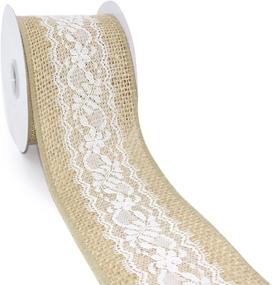 img 4 attached to Burlap Lace Ribbon for Home Decor, Gift Wrapping, DIY Crafts - 2.5” x 5 Yards x 1 Roll - A-White/Natural by CT CRAFT LLC