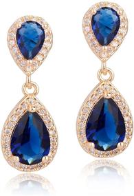 img 4 attached to 💎 Pave Teardrop Earrings: Sterling Silver Double Pear CZ Crystal Rhinestone Bridal Jewelry for Wedding