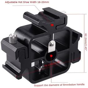 img 2 attached to 📸 Versatile 3 Triple Cold Shoe Mount Umbrella Holder for Camera Speedlite, LED Lights, Monitors, and More