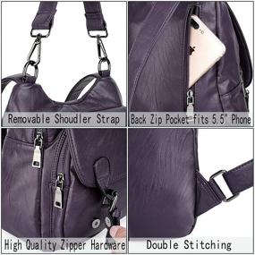 img 2 attached to Stylish UTO Women Backpack Purse: Spacious PU Washed Leather Security Rucksack Shoulder Bag