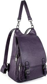 img 4 attached to Stylish UTO Women Backpack Purse: Spacious PU Washed Leather Security Rucksack Shoulder Bag
