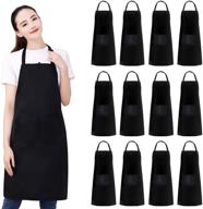 water-resistant kitchen cooking apron with adjustable bib, bulk chef aprons for women and men with 2 pockets (black, pack of 12) logo