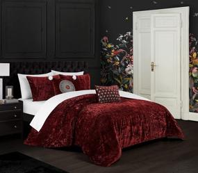 img 3 attached to 🛏️ Chic Home Alianna 5 Piece Comforter Set: Luxurious Crinkle Crushed Velvet Bedding in King Size - Includes Decorative Pillow Shams - Burgundy