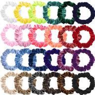 🎀 funtopia маленькие резинки для волос scrunchies: 24 цветных бархатных резинок для густых волос логотип