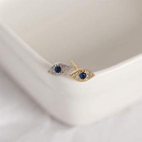 img 2 attached to 👁️ 925 Sterling Silver Evil Eye Blue Crystal CZ Stud Earrings for Women and Teen Girls – Cute, Tiny, Small Size – Ideal Gift for any Occasion