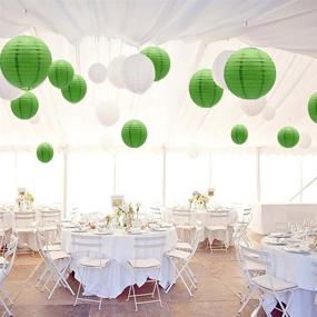 img 2 attached to 🎉 ADLKGG Round Hanging Paper Lanterns Decorations: Party, Wedding, Birthday, Baby Showers, Christmas Supplies - Green 12'', 10'', 8'' - 9 Pack