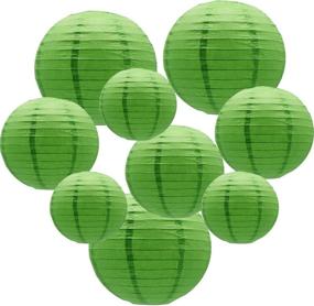 img 4 attached to 🎉 ADLKGG Round Hanging Paper Lanterns Decorations: Party, Wedding, Birthday, Baby Showers, Christmas Supplies - Green 12'', 10'', 8'' - 9 Pack