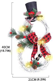 img 3 attached to 🎄 Christmas Wreath Decoration - Lighted Ornament Garland Pendant with Bow, Snowman Shape for Front Door Wall Decor (Red)