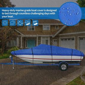 img 1 attached to iCOVER Trailerable Boat Cover: Heavy Duty, Waterproof UV Resistant Marine Grade Polyester for V-Hull, TRI-Hull, Pro-Style, Fishing, Runabout, and Bass Boats