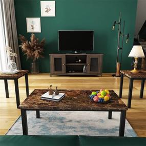 img 2 attached to DKLGG 3 Piece Coffee Table Set: Faux Marble Tabletop, Black Metal Frame Sofa Side Tables for Elegant Living Room Décor