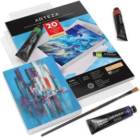 img 2 attached to 🎨 Arteza Acrylic Paper Foldable Canvas Pad, 5 x 6.6 Inches, 20 Sheets, DIY Frame, Premium Acrylic Paint Paper, 220 lb, 360 GSM, Acid-Free, Art Supplies for Painting & Mixed Media Art