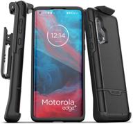 📱 encased motorola edge plus belt clip protective holster case (2020 rebel armor) - black logo