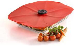 img 3 attached to 🌺 Charles Viancin - Poppy Oblong Lid Red - Premium Silicone Lid for Airtight Food Storage and Cooking - 10''x14'' + 35x25cm - Compatible with Any Smooth Rim Surface