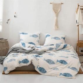 img 3 attached to Mozeo Style Bedding Duvet Cover Set: Comfy Fish Cartoon Printed Quilt Cover for Kids - Soft Home Bedding Twin Size