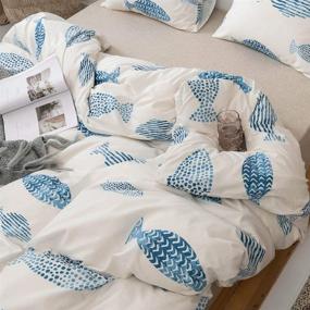 img 2 attached to Набор постельного белья Mozeo Style: уютное детское одеяло с рисунком рыбки - мягкое постельное белье для дома, размер двойной