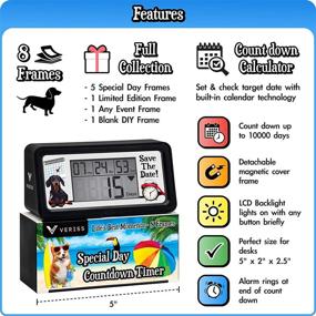 img 3 attached to 🐾 VERISS Digital 9999 Days Countdown Clock Timer - Stay Organized and Ahead with Backlight - Plan Retirement, Wedding, Christmas, Vacations and All Life Events - Dog Collection (Black - 8 Frames)