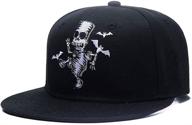 🧢 quanhaigou skull skeleton baseball cap: stylish men's solid flat bill adjustable snapback hat for unisex fashion logo