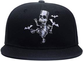 img 3 attached to 🧢 Quanhaigou Skull Skeleton Baseball Cap: Stylish Men's Solid Flat Bill Adjustable Snapback Hat for Unisex Fashion