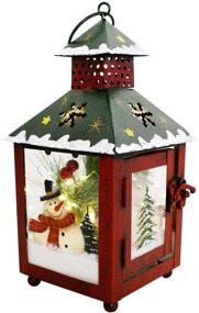 img 4 attached to 🎄 Waroom Christmas Lantern Decor - LED Lantern for Home Decoration, Rustic Metal Holiday Lantern - Battery Operated Indoor Outdoor Hanging Table Centerpiece (7.5X4X4in, Green)