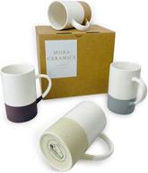 ☕ mora ceramics 12oz coffee mug set of 4 - ceramic tea cups with handle - microwave and dishwasher safe, ideal for cup or mug enthusiasts - rustic matte glaze, contemporary design mugs - assorted colors logo