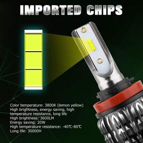 img 1 attached to 🍋 BraveWAY H11 LED Fog Light Bulbs: Upgraded CREE Chips, Green Lemon Beam, 7200 Lumens, IP68 Waterproof - K1-QH-QLM Series