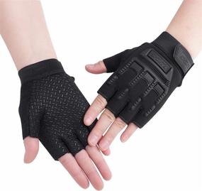 img 4 attached to 🧤 Premium Kids' Half Finger Cycling Gloves: Breathable, Non-Slip, Fingerless Bike Riding Mittens with Shockproof Technology, UV Protection - Perfect Outdoor Skateboard Gloves for Boys and Girls Aged 6-10Y