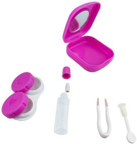 img 1 attached to 👁️ Set of 4 Mini Travel Contact Lens Case Kit Holders with Mirror Box - Purple, Blue, Yellow, Red