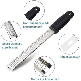 img 3 attached to 🍋 Ultimate Citrus Zester, Cheese Grater and Dual Julienne Peeler Set with Razor-Sharp Stainless Steel Blades, Cover and Cleaning Brush - Ideal for Ginger, Garlic, Nutmeg, Chocolate, Vegetables, Fruits - OHENNY