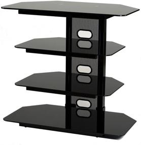 img 2 attached to 📺 Stylish TransDeco Corner TV Audio Video Stand - 35" Black: Organize and Enhance Your Entertainment Setup!