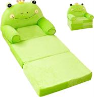 🛋️ mocohana plush foldable kids sofa: cute cartoon toddler armchair for living room and bedroom, green логотип