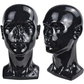 img 4 attached to 💇 Ba Sha PVC Male Mannequin Head: Black Manikin Stand for Wig, Hat, Scarf & Glasses Display - Beauty Styling Tool with Mount Hole