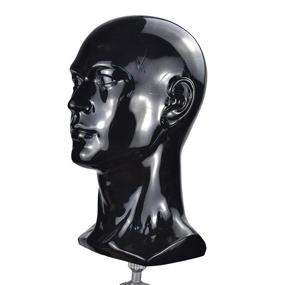 img 1 attached to 💇 Ba Sha PVC Male Mannequin Head: Black Manikin Stand for Wig, Hat, Scarf & Glasses Display - Beauty Styling Tool with Mount Hole