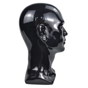 img 3 attached to 💇 Ba Sha PVC Male Mannequin Head: Black Manikin Stand for Wig, Hat, Scarf & Glasses Display - Beauty Styling Tool with Mount Hole