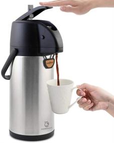 img 4 attached to ☕ TOMAKEIT Airpot Coffee Carafe Thermal 3L - Insulated Stainless Steel Beverage Dispenser: Hot/Cold Water Lever Action, 102 Oz Capacity