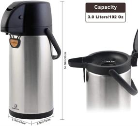 img 2 attached to ☕ TOMAKEIT Airpot Coffee Carafe Thermal 3L - Insulated Stainless Steel Beverage Dispenser: Hot/Cold Water Lever Action, 102 Oz Capacity