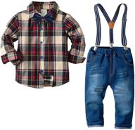 👔 gentleman outfits for little boys: button bowtie suspenders denim clothing sets logo